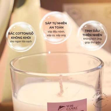 Set nến thơm Vosi 120ml sáp đậu nành cốc thủy tinh Quà tặng Valentine sinh nhật 165k 6