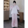 Set Pháp Phục Áo Lam Đi Chùa Hồng Pastel Nhẹ Nhàng - Bộ Mặc Tết Trẻ Trung, 89k 2