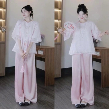 Set Pháp Phục Áo Lam Đi Chùa Hồng Pastel Nhẹ Nhàng - Bộ Mặc Tết Trẻ Trung, 89k