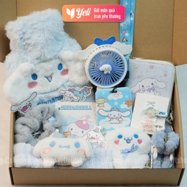 Set phụ kiện Cinnamoroll sinh nhật - Hộp quà tặng tone xanh trắng xinh xắn Yeli Shop