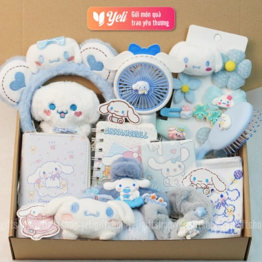 Set phụ kiện Cinnamoroll sinh nhật - Hộp quà tặng tone xanh trắng xinh xắn Yeli Shop