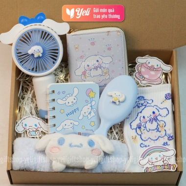 Set phụ kiện Cinnamoroll sinh nhật - Hộp quà tặng tone xanh trắng xinh xắn Yeli Shop