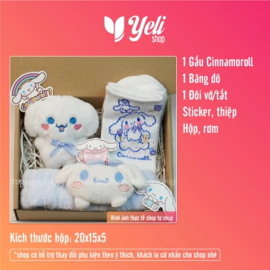 Set phụ kiện Cinnamoroll sinh nhật - Hộp quà tặng tone xanh trắng xinh xắn Yeli Shop 10 Set phụ kiện Cinnamoroll sinh nhật - Hộp quà tặng tone xanh trắng xinh xắn Yeli Shop 10