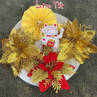 Set Phụ Kiện Hoa Trạng Nguyên Tháp Nước, Bánh Kẹo Trang Trí Tết Lotso Decor Giá 28.900 VND