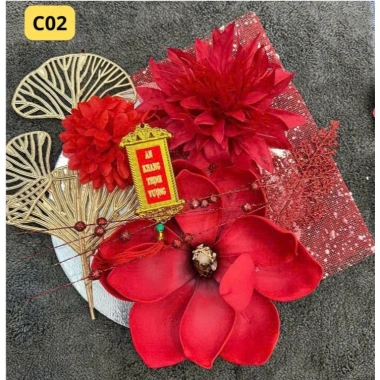 Set Phụ Kiện Hoa Trang Trí Tháp Bánh Tài Lộc Giỏ Hoa Quả Dâng Lễ Tết Giá 38.998₫ 4