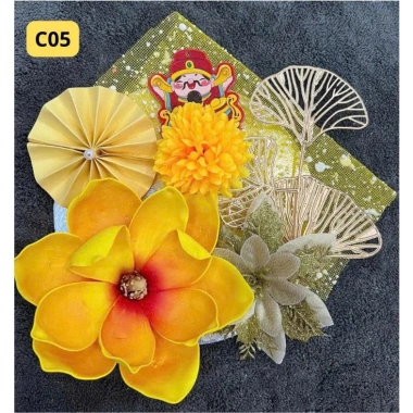 Set Phụ Kiện Hoa Trang Trí Tháp Bánh Tài Lộc Giỏ Hoa Quả Dâng Lễ Tết Giá 38.998₫ 6