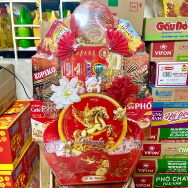 Set Phụ Kiện Khay Thuyền và Màng Co Giỏ JIN - Khay Thuyền Tết, Giỏ Quà Cao Cấp, 17.999 VND