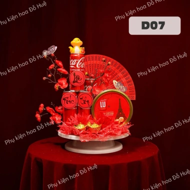Set phụ kiện tháp tài lộc Đỗ Huệ - hoa tết, tháp trang trí Tết Mã D07