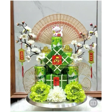 Set phụ kiện xanh cốm trắng trang trí tháp oản, tháp nước Tết đẹp và chỉ 55.000đ