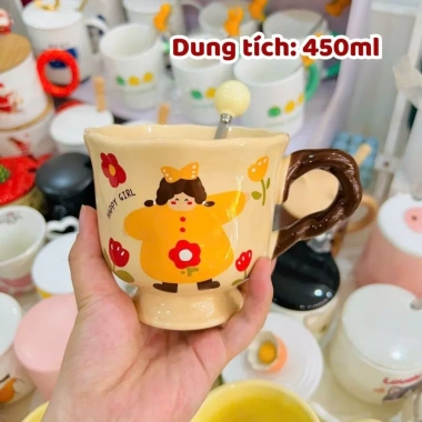 Set Quà Cốc Ly Sứ Happy Girl Retro Vintage - Gấu Bông, Thiệp, Lót Ly, Quà Tốt Nghiệp và Sinh Nhật - Giá 179.000 VND