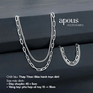 Set Quà Dây Chuyền Vòng Tay cho Bạn Trai - Sinh Nhật, Noel, Giáng Sinh Apous 152k