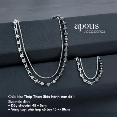 Set Quà Dây Chuyền Vòng Tay cho Bạn Trai - Sinh Nhật, Noel, Giáng Sinh Apous 152k