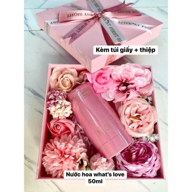 Set Quà Tặng 20/10, 8/3, 20/11, Valentine - Son Thỏi + Hoa + Hộp + Thiệp + Túi 259.000