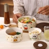 Set quà tặng 3 bát sứ cao cấp Nơ Capybara Mèo có nắp hút chân không phù hợp sinh nhật giảm giá 155k 2