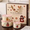 Set quà tặng 3 bát sứ cao cấp Nơ Capybara Mèo có nắp hút chân không phù hợp sinh nhật giảm giá 155k 6