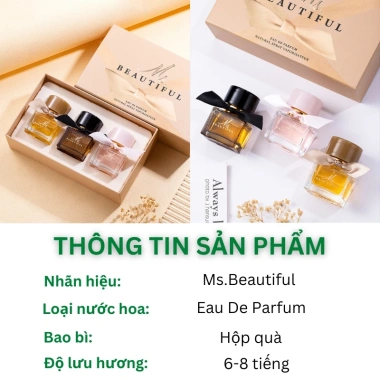 Set quà tặng 3 chai nước hoa nữ Ms' Beautiful thơm lâu, quyến rũ - Giá chỉ 85.000đ