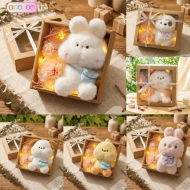 Set Quà Tặng Gấu Bông Hộp Giấy Kraft Mặt Kính - Giá 120.000, Quà Sinh Nhật Valentine Bé và Bạn Gái 2
