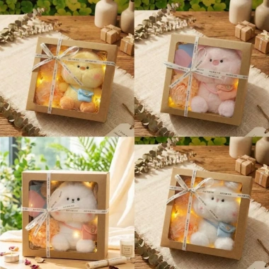 Set Quà Tặng Gấu Bông Hộp Giấy Kraft Mặt Kính - Giá 120.000, Quà Sinh Nhật Valentine Bé và Bạn Gái 9