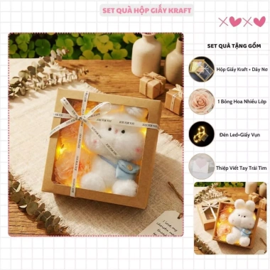 Set Quà Tặng Gấu Bông Hộp Kraft Mặt Kính Cao Cấp kèm Nhiều Phụ Kiện – Quà Sinh Nhật Bé và Bạn Gái, Decor 10 Set Quà Tặng Gấu Bông Hộp Kraft Mặt Kính Cao Cấp kèm Nhiều Phụ Kiện – Quà Sinh Nhật Bé và Bạn Gái, Decor 10