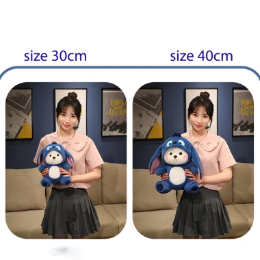 Set quà tặng gấu bông Lena Stich có hoa giá 125k - dùng cho sinh nhật, Valentine, 8-3, Noel, tặng bạn gái và trẻ em