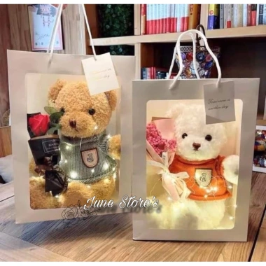 Set Quà Tặng Hoa và Gấu Teddy kèm Túi Đèn - Quà Đặc Biệt Giá 125k 2
