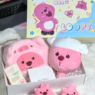 Set Quà Tặng Loopy Hải Ly Hồng - Giá 30.000đ, Quà Sinh Nhật, Bạn Gái, Người Yêu