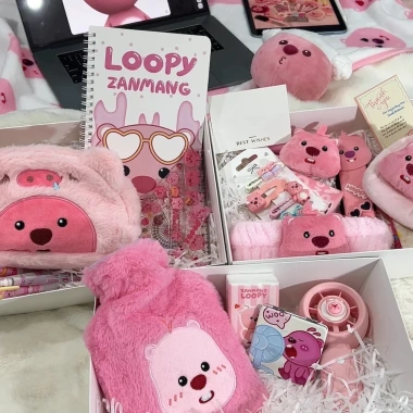Set Quà Tặng Loopy Hải Ly Hồng - Giá 30.000đ, Quà Sinh Nhật, Bạn Gái, Người Yêu
