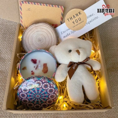 Set Quà Tặng Nến Thơm, Gấu Bông Mini & Đế Gỗ Lót Nến - Sinh Nhật, Valentine, 95.000 VND 3