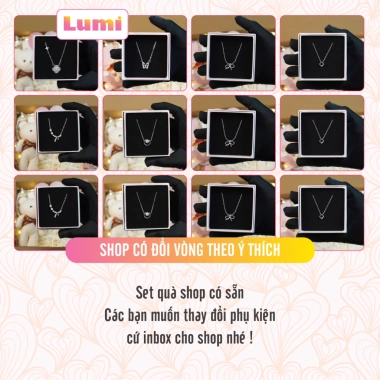 Set quà trang sức Lumi: vòng tay, dây chuyền Hello Kitty hoa gấu, hộp quà 119k