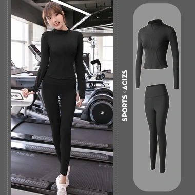 Set quần áo tập gym yoga 2 món nữ Quần dài áo khoác ôm body thời trang giá 249k