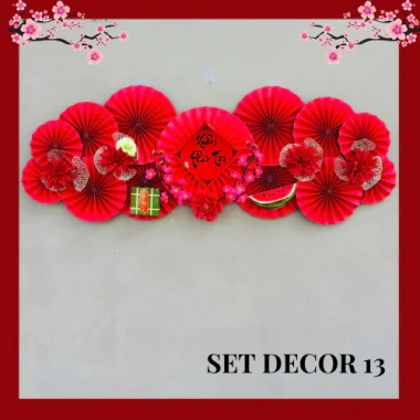 Set Quạt Decor Màu Đỏ Trang Trí Tết Nguyên Đán 2.026 Bính Ngọ Giá Ưu Đãi 105k