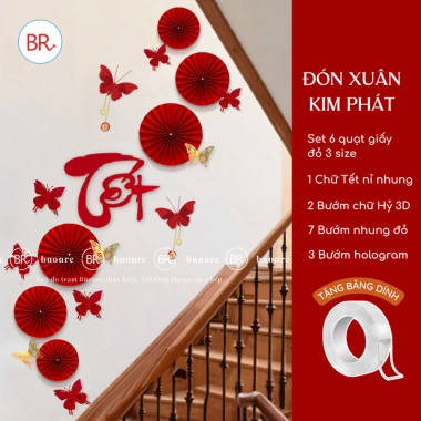 Set Quạt Giấy Đỏ Đón Xuân 2.026 – Kim Phát, Kèm Băng Dính Trang Trí Nhà Cửa, Quán Cà Phê, Lớp Học – Giá chỉ 125.000₫ 2