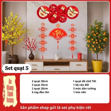 Set Quạt Giấy Đỏ Đón Xuân 2.026 – Kim Phát, Kèm Băng Dính Trang Trí Nhà Cửa, Quán Cà Phê, Lớp Học – Giá chỉ 125.000₫ 6