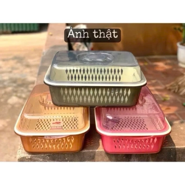 Sét rổ nhựa kèm chậu đựng rau củ, úp chén bát, úp cốc, nắp tiện, ngăn bụi bẩn 48.999₫ 6