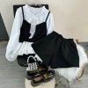 Set Tết Áo Bigsize Nữ Vintage Giả Yếm Nơ Ren Cổ Bèo Tay Dài và Quần Hàn Quốc