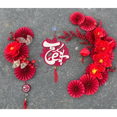 Set tết hoa quạt tự gắn kèm keo nến và móc treo 2.026 - Giá ưu đãi 289.000đ