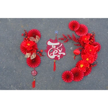 Set tết hoa quạt tự gắn kèm keo nến và móc treo 2.026 - Giá ưu đãi 289.000đ