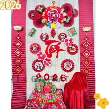 Set Tết Hoa Xuân Mới 2.026 - Trang trí mành tre ngày Tết, bình ngọ, không kèm mành tre, giá 175.420 VND