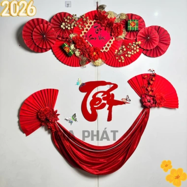 Set Tết Hoa Xuân Mới 2.026 - Trang trí mành tre ngày Tết, bình ngọ, không kèm mành tre, giá 175.420 VND
