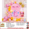 Set trang trí sinh nhật thôi nôi, rồng kèm bạt chibi hashtag HAPPYKID PARTY 10