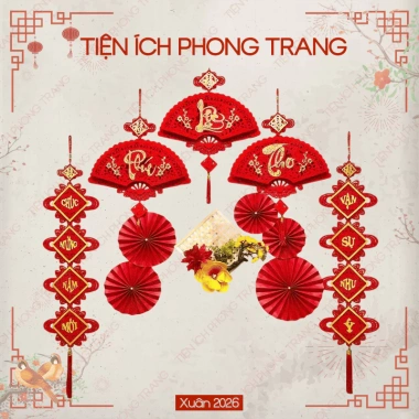 Set trang trí Tết 2.025 - Decor treo tường, không kèm mạnh sau, giá ưu đãi 45.000₫