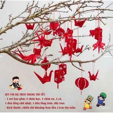 Set Trang Trí Tết 2.026 17 Chi Tiết Đỏ May Mắn Phú Quý - Giá 50.000