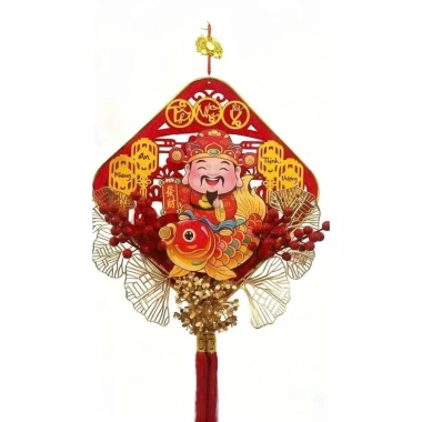Sét Trang Trí Tết 2.026 Ông Thần Tài 1 Cặp Liễng Nhung và Set Khánh Quạt Phúc Lộc Giá Ưu Đãi