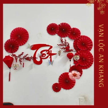 Set Trang Trí Tết Bính Ngọ 2.026 - Bộ Quạt Nhà Cửa Lớp Học Keo Dán Giá 285.000 VND