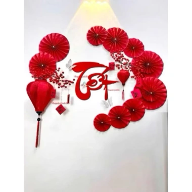 Set Trang Trí Tết Bính Ngọ 2.026 - Bộ Quạt Nhà Cửa Lớp Học Keo Dán Giá 285.000 VND