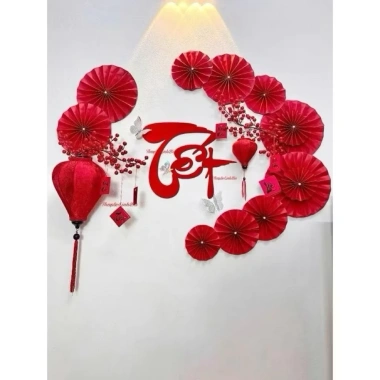 Set Trang Trí Tết Bính Ngọ 2.026 - Bộ Quạt Nhà Cửa Lớp Học Keo Dán Giá 285.000 VND