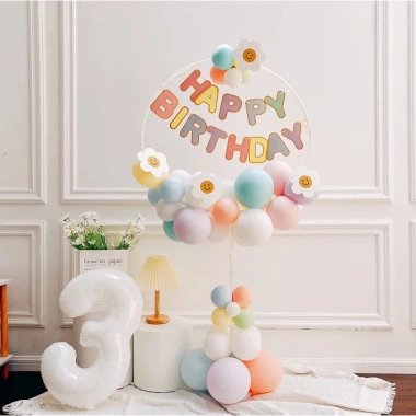 Set Trụ Bóng Tròn Sini Decor - Trụ Kèm Bóng Trang Trí Sinh Nhật Bé Ưu Đãi 85k