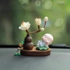 Set Tượng Chú Tiểu Bình An & Bình Hoa Gỗ Hoàng Dương Cao Cấp - Taplo Ô Tô có tinh dầu 7