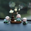 Set Tượng Chú Tiểu Bình An & Bình Hoa Gỗ Hoàng Dương Cao Cấp - Taplo Ô Tô có tinh dầu 10