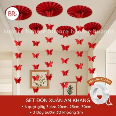 Set Vải Dạ Xuân Tết 2.026 – Quạt Giấy + Phụ Kiện Tiệc Cưới, Noel, Tết – ANGIHOME 6